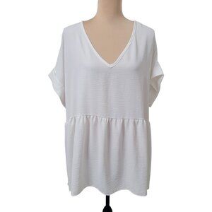 Chicsoul Size XL White Rolled Sleeve Babydoll Dress/Tunic